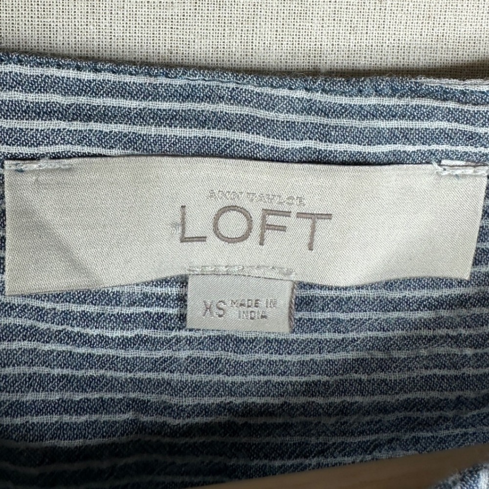 Ann Taylor Loft Striped‎ Button Down Mini Dress s… - image 2